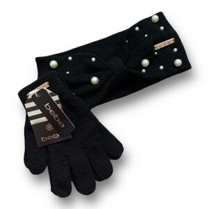 BEBE Head Wrap & Knit Glove Set